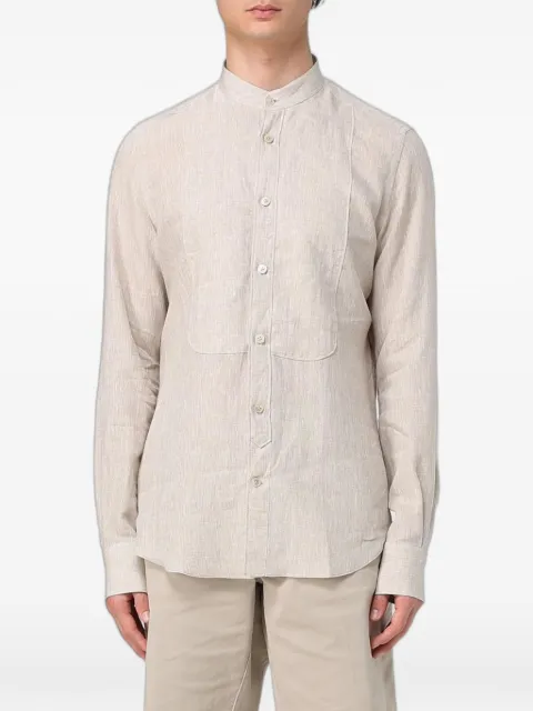 Eleventy bib-detail band-collar shirt