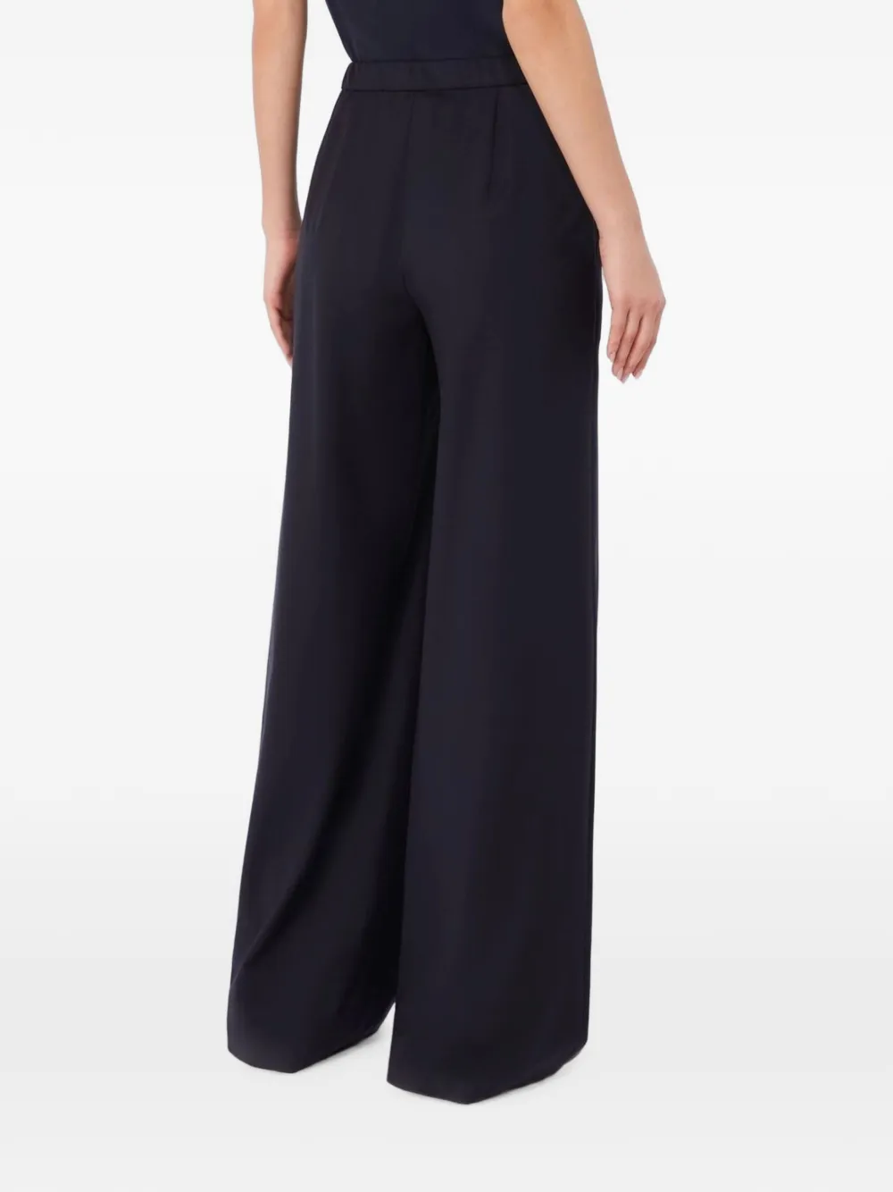 Max Mara Broek met wijde pijpen en trekkoord Blauw