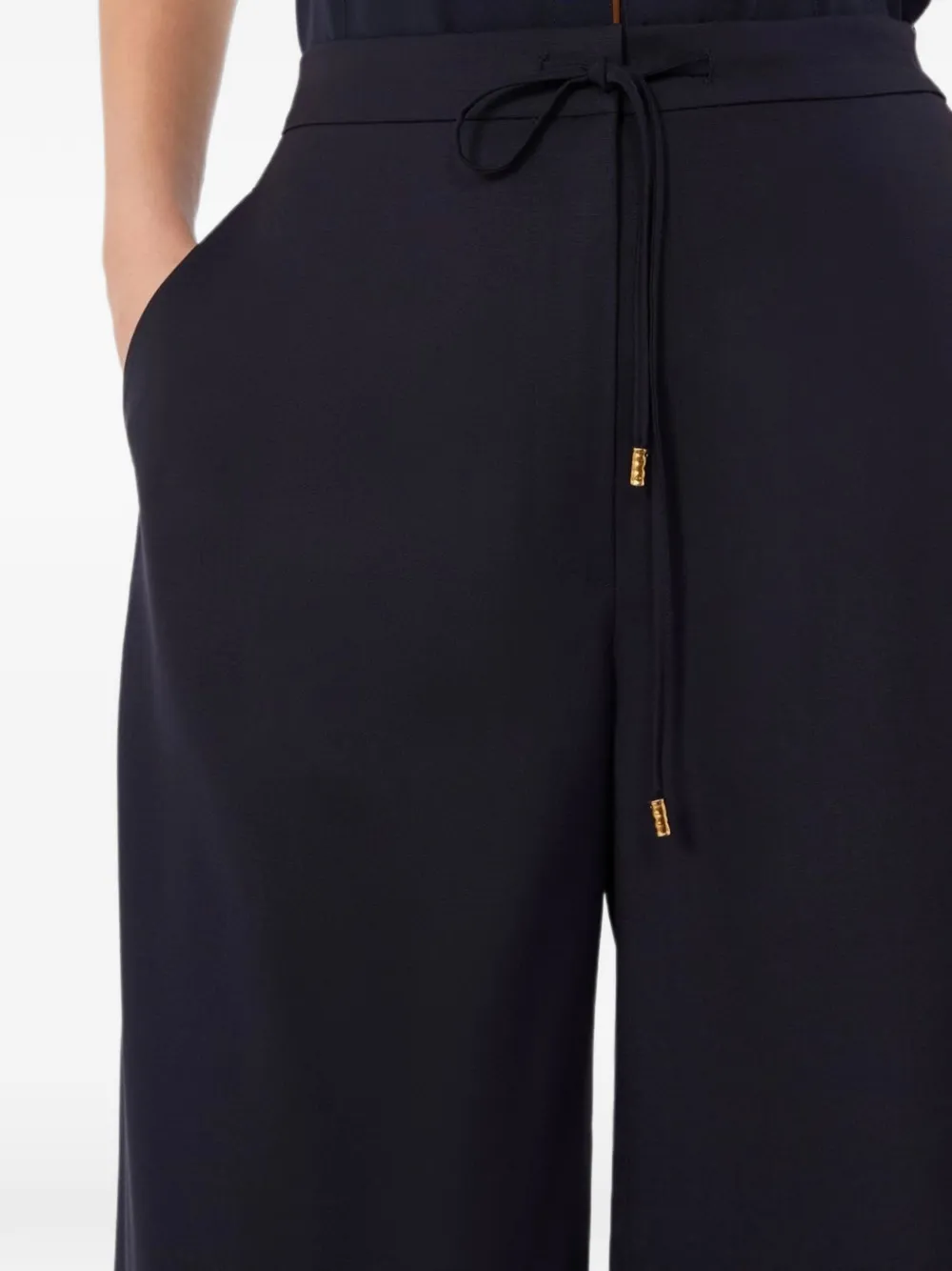 Max Mara Broek met wijde pijpen en trekkoord Blauw
