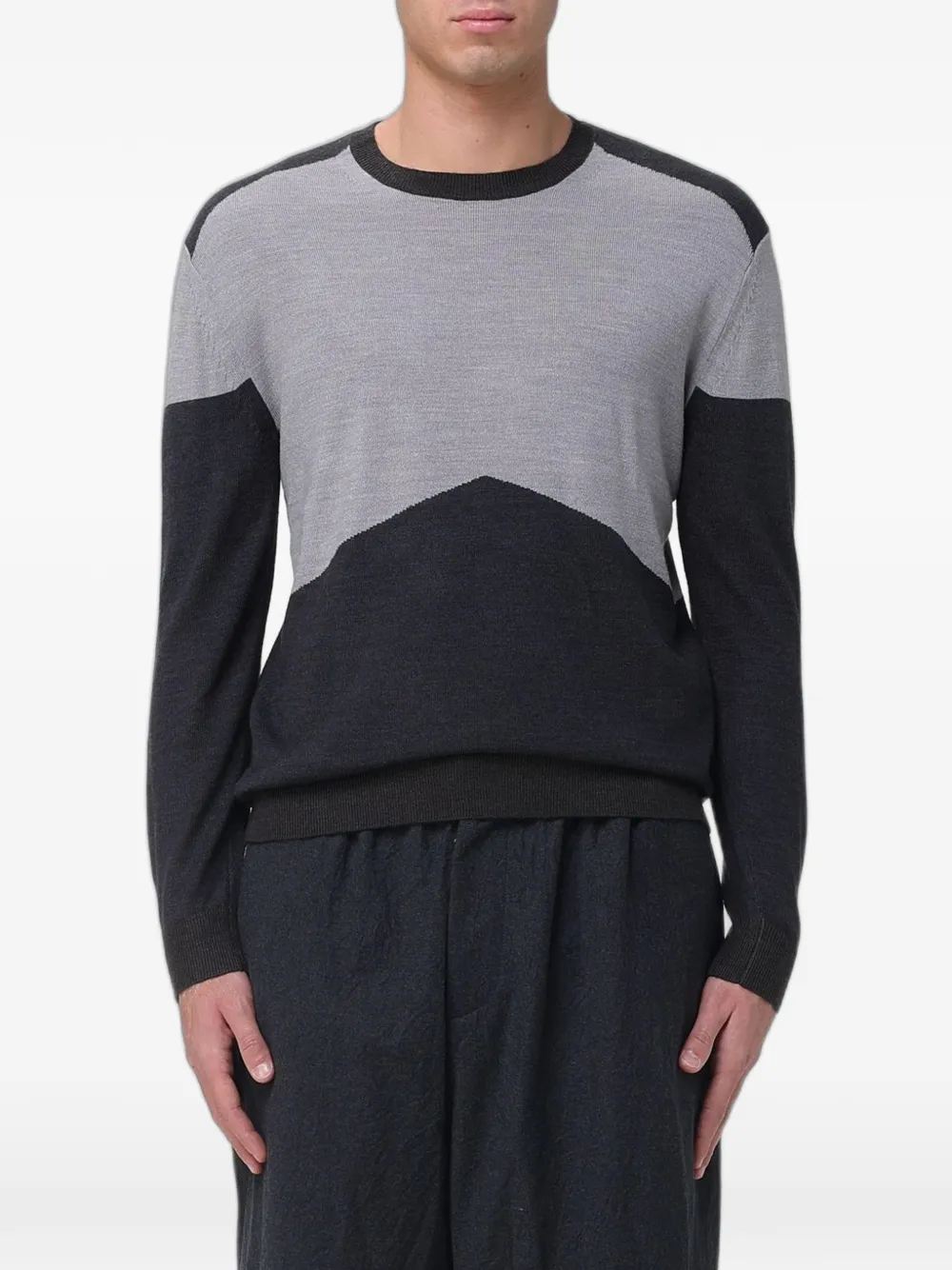 Emporio Armani colour-block V-neck sweater - Nero