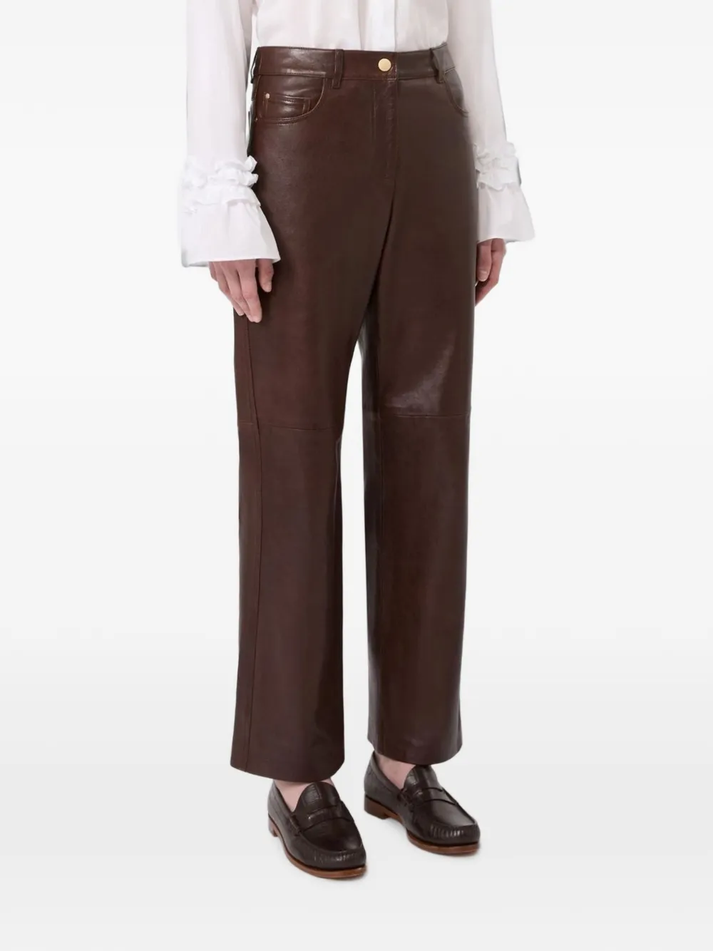 'S Max Mara Pesca leren pantalon Bruin
