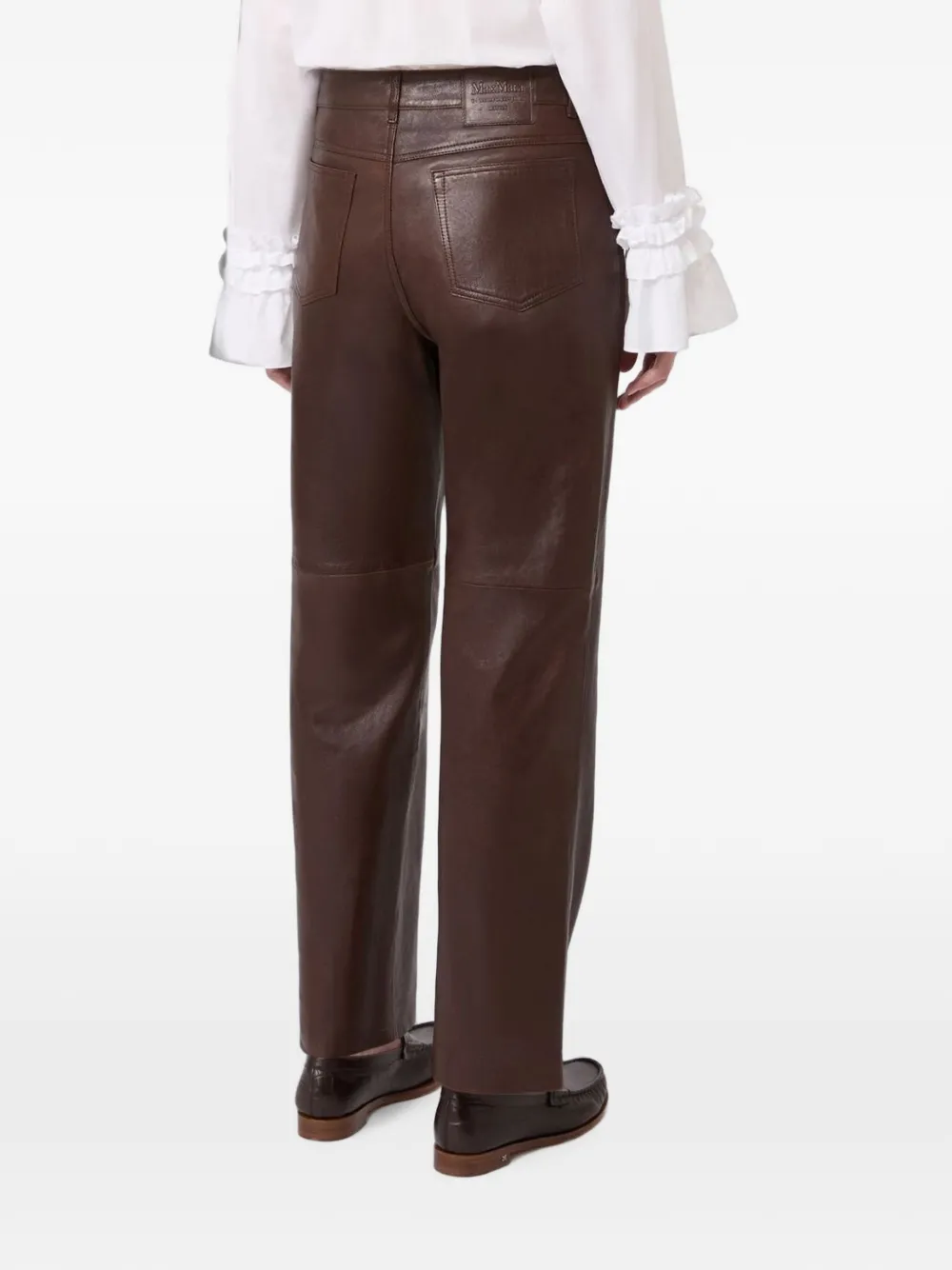 'S Max Mara Pesca leren pantalon Bruin