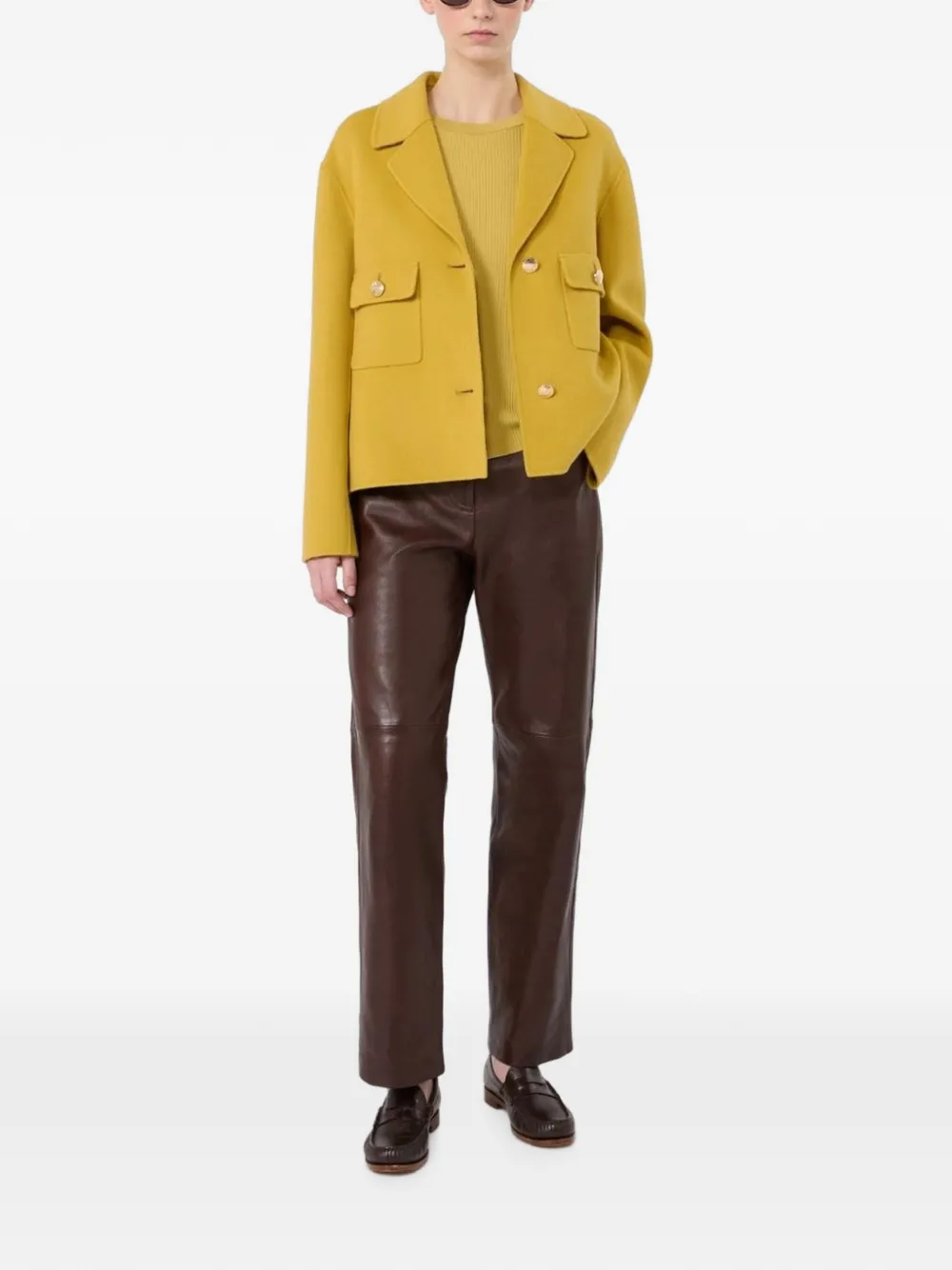 'S Max Mara Pesca leren pantalon Bruin