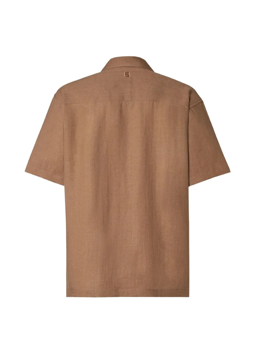 FENDI Linnen overhemd met geborduurd logo Bruin