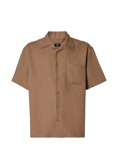 FENDI logo-embroidered linen shirt