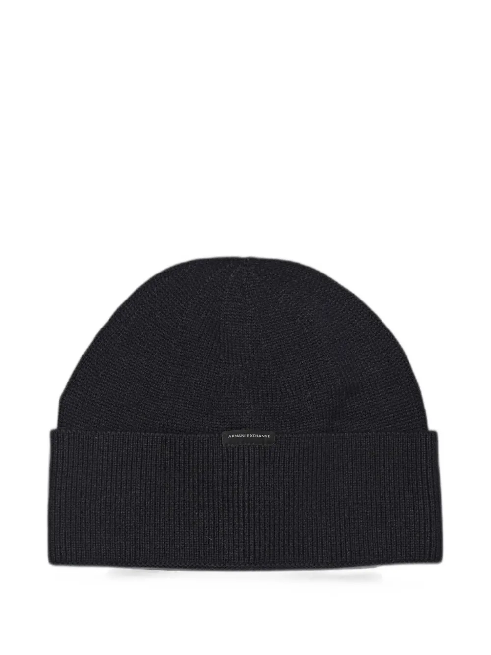 Emporio Armani Logo-patch Ribbed-knit Beanie Hat In Black