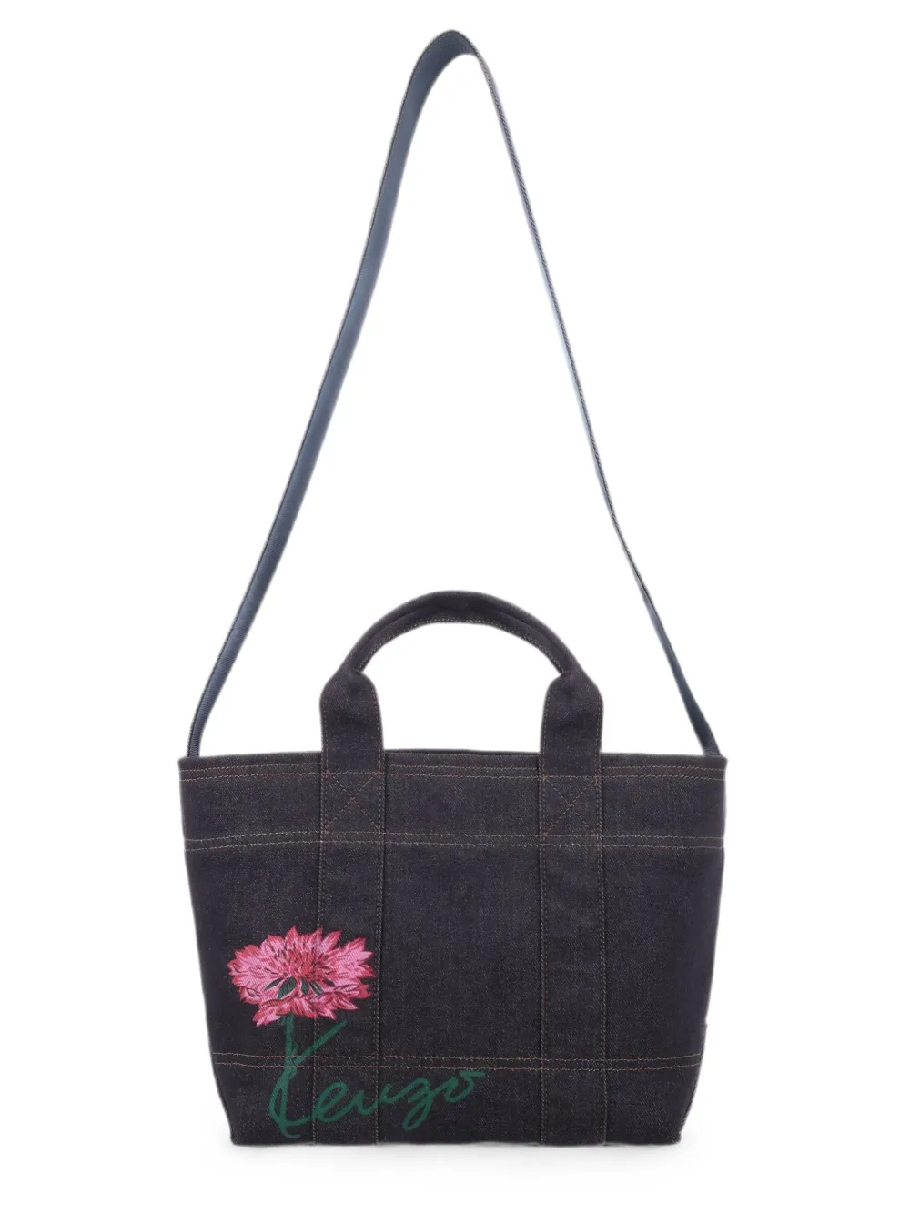 Kenzo Kleine Tulip logoprinten shopper met geborduurde bloemen Blauw