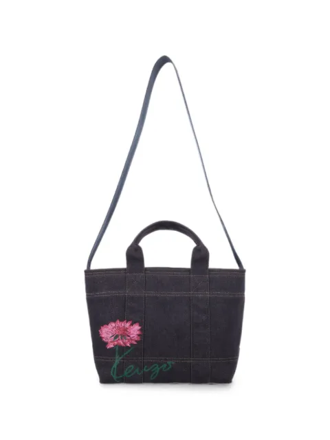 Kenzo small Tulip flower-embroidered logo-print tote bag