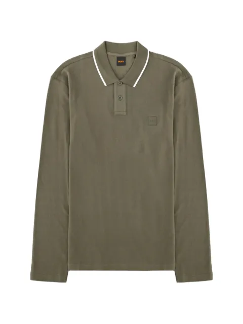 BOSS long-sleeve tipping-detail polo shirt