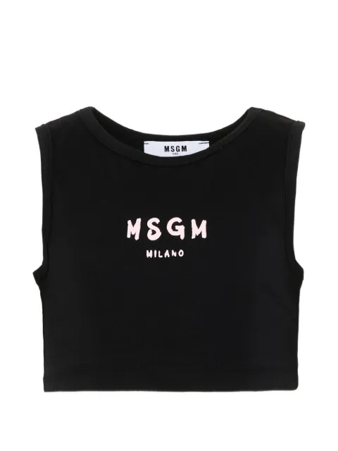 MSGM Kids logo-print cropped top