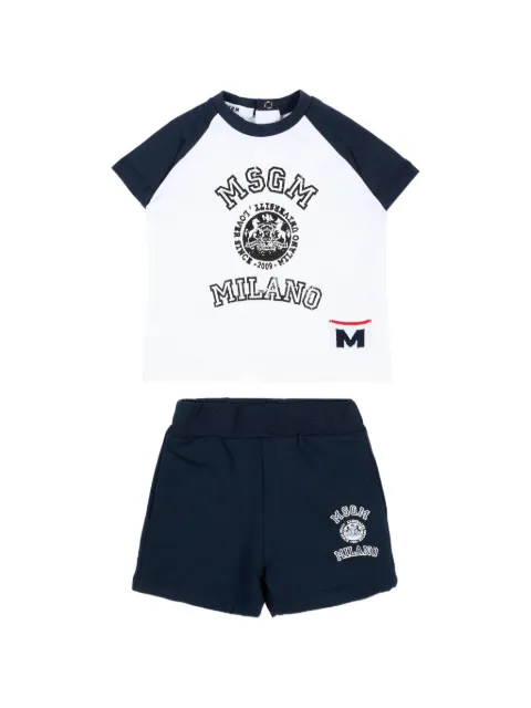 MSGM Kids conjunto de bermudas con logo estampado