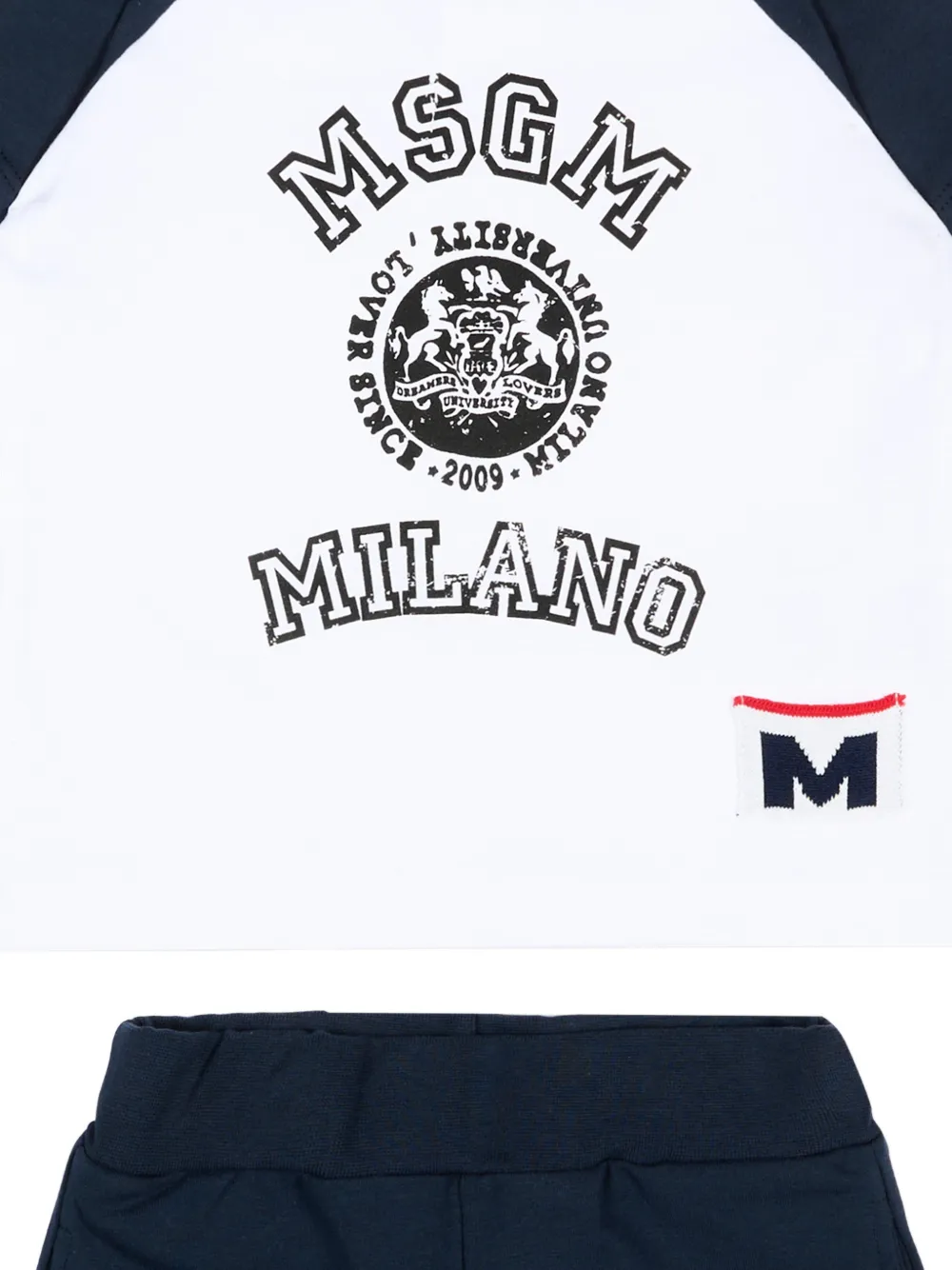 MSGM Kids Shorts en top met raglan mouwen en logo-print Blauw