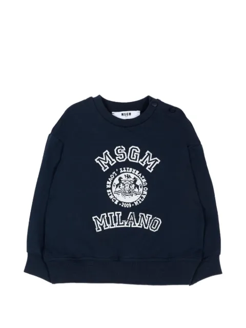 MSGM Kids logo-print crew-neck hoodie