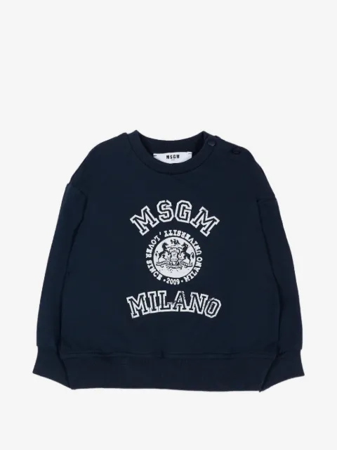 MSGM Kids logo-print crew-neck hoodie