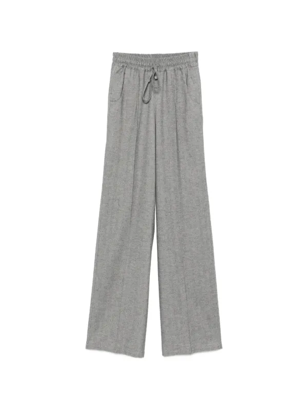 Kiton Herringbone-pattern Drawstring Trousers in Grey
