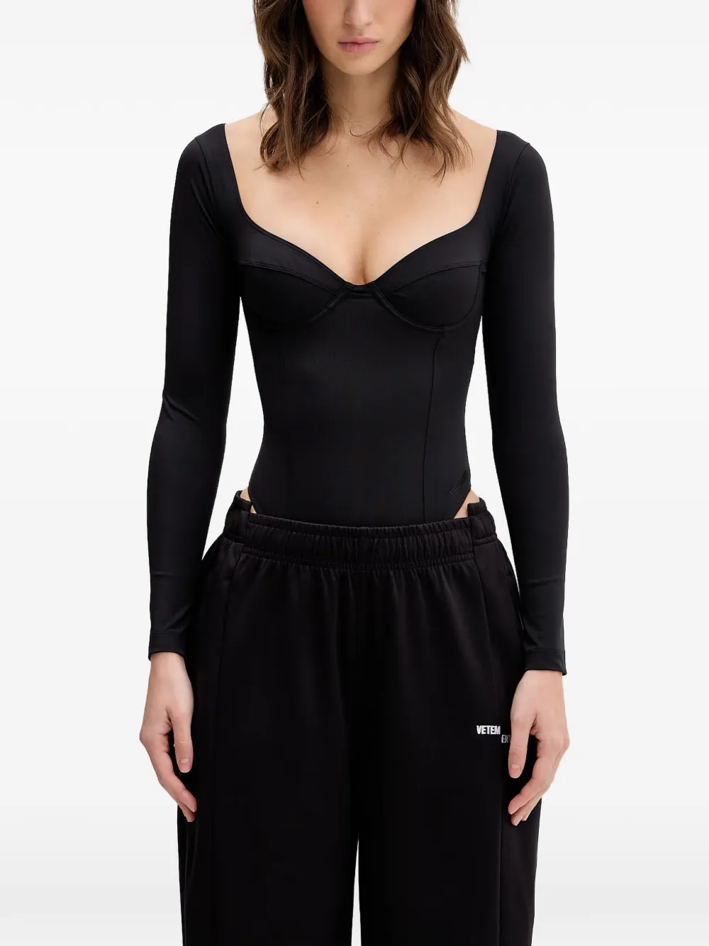 VETEMENTS sweetheart-neck bodysuit - Schwarz