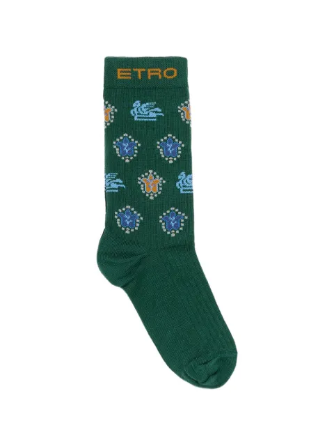 ETRO KIDS Pegaso-motif intarsia-knit socks