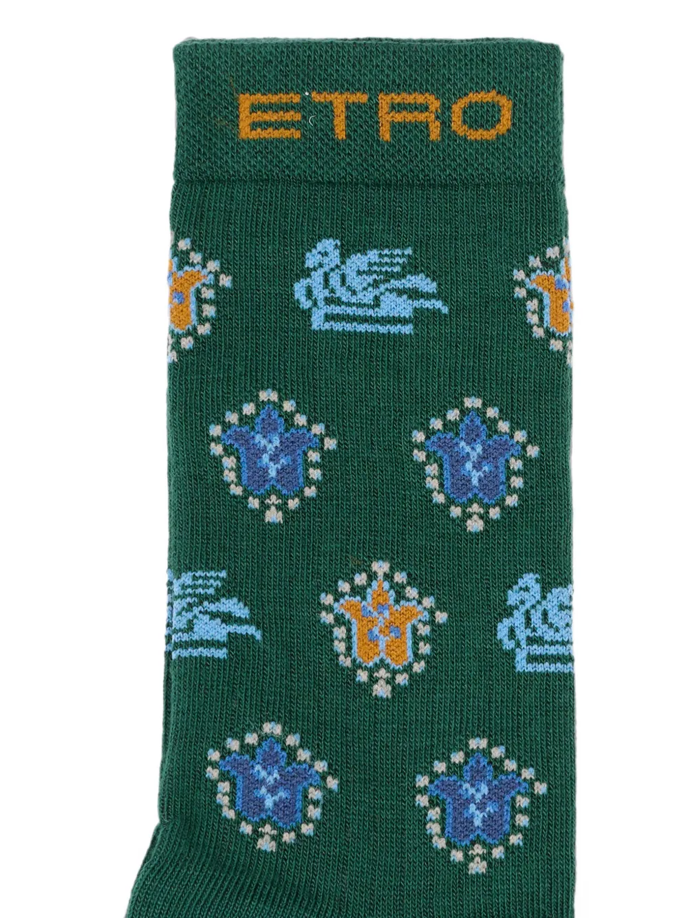 ETRO KIDS Intarsia gebreide sokken met Pegaso-patroon Groen