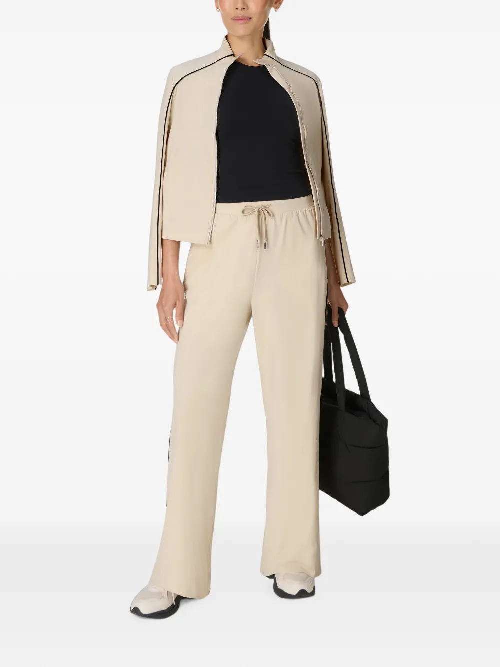 Sweaty Betty Trainingsbroek met zijstreep en trekkoord Beige