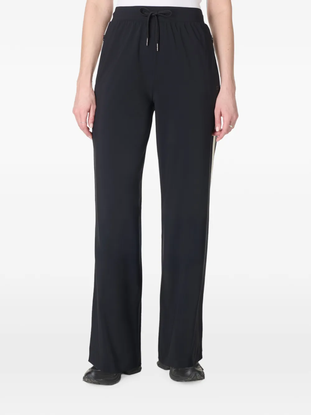 Sweaty Betty Explorer trainingsbroek met zijstreep en wijde pijpen Zwart