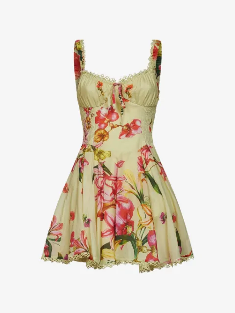 Charo Ruiz Ibiza floral-print lace-trim mini dress