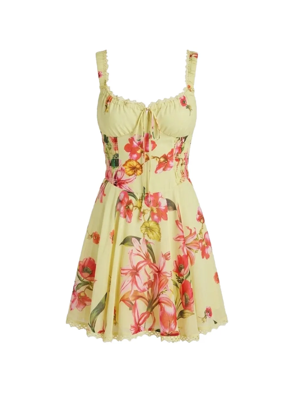 Charo Ruiz Ibiza floral-print lace-trim mini dress
