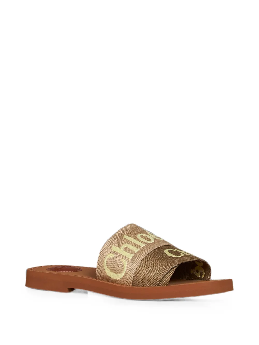 Chloé logo-embroidered square-toe sandals Beige