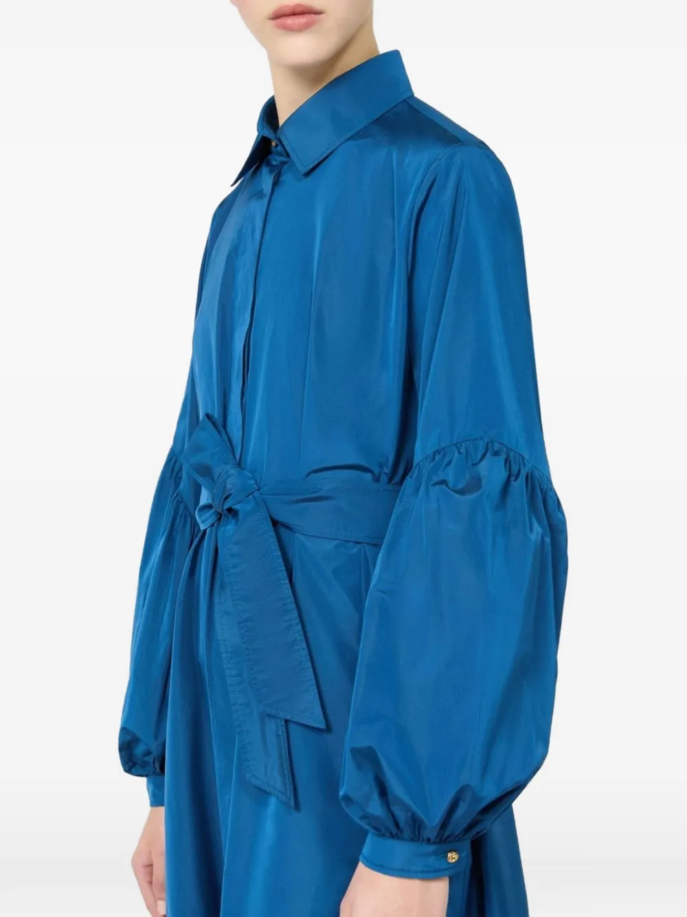 Max Mara Midi-jurk met ballonmouwen en ceintuur Blauw