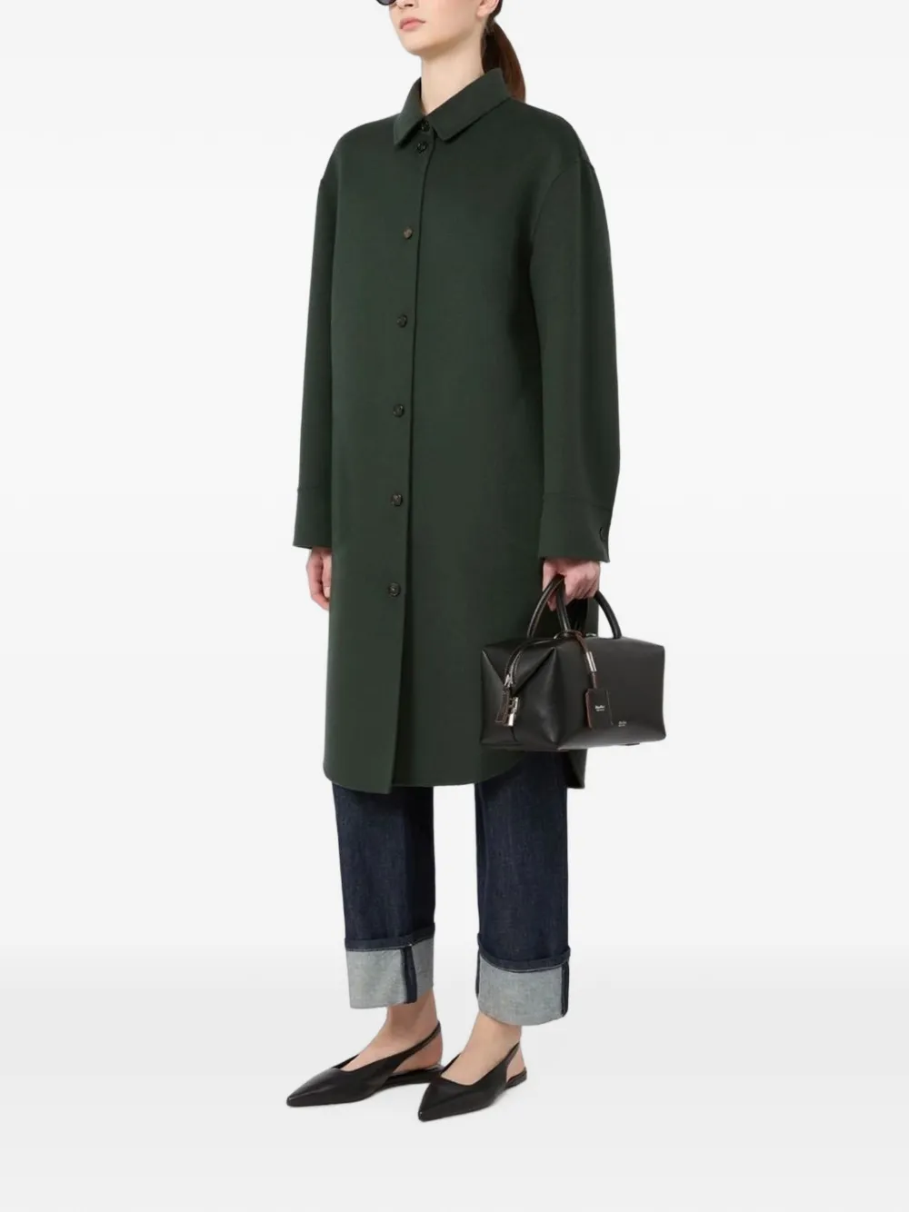 'S Max Mara Button-down jas van scheerwol Groen