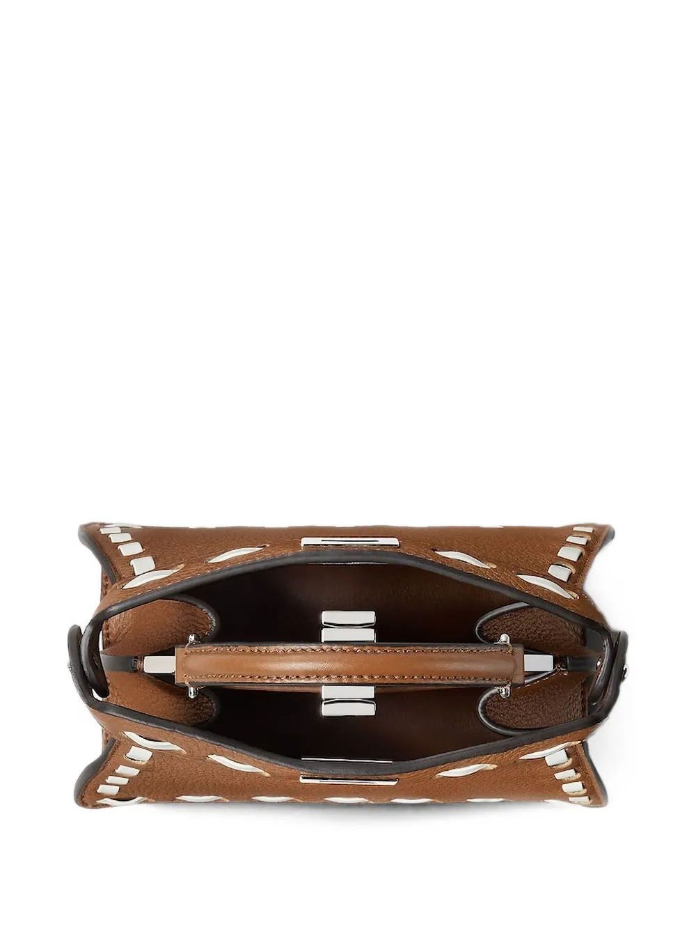 FENDI Kleine Peekaboo ISeeU leren schoudertas met stiksel Bruin