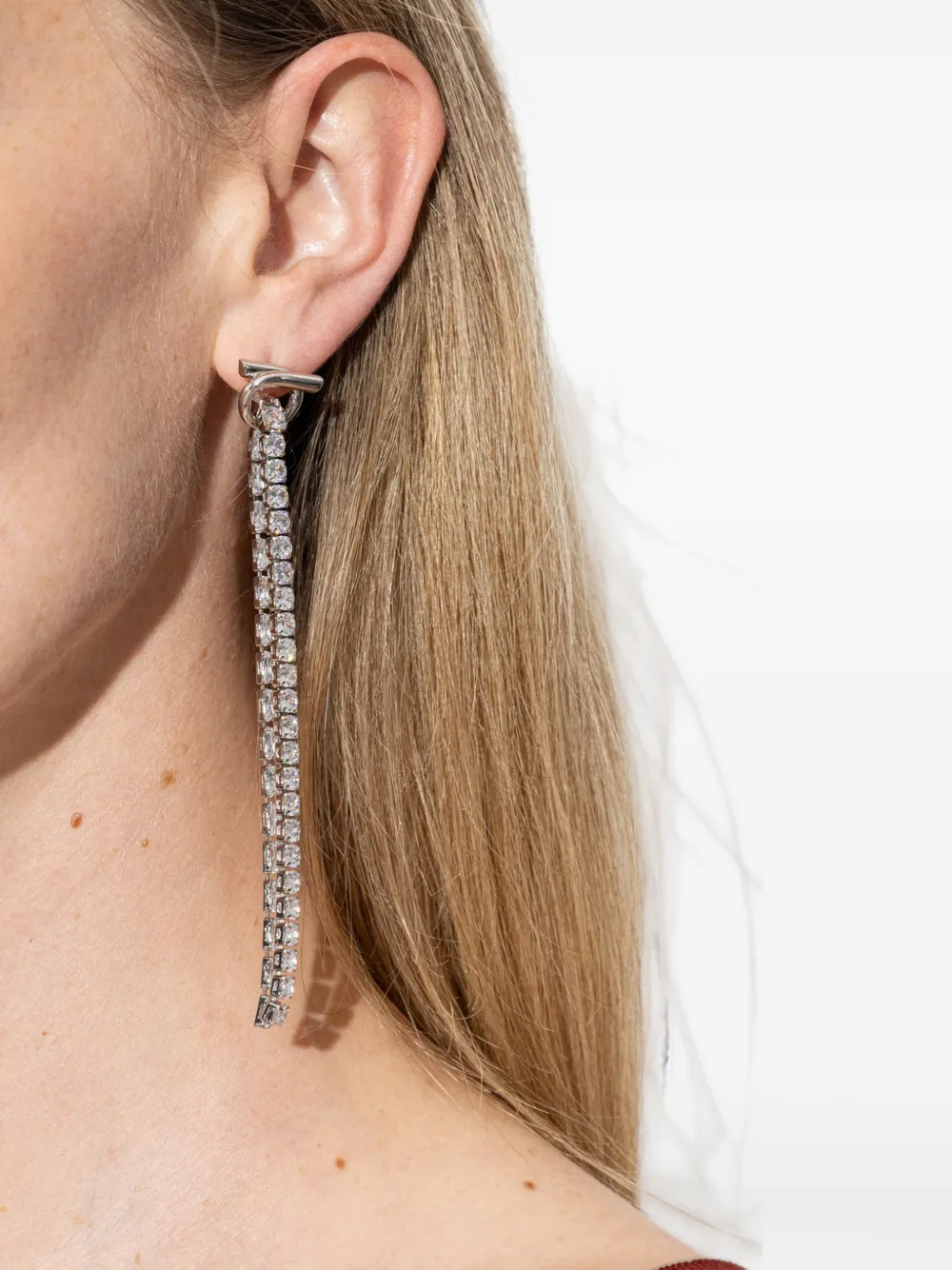  Ferragamo Gancini Crystal-embellished Drop Earrings - Plateado 