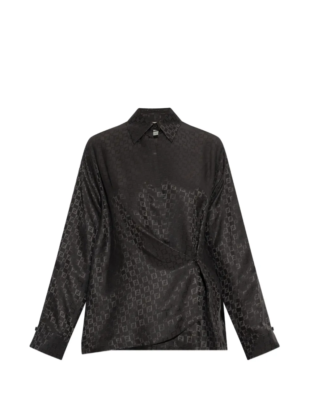 FENDI monogram-pattern wrap shirt - Black