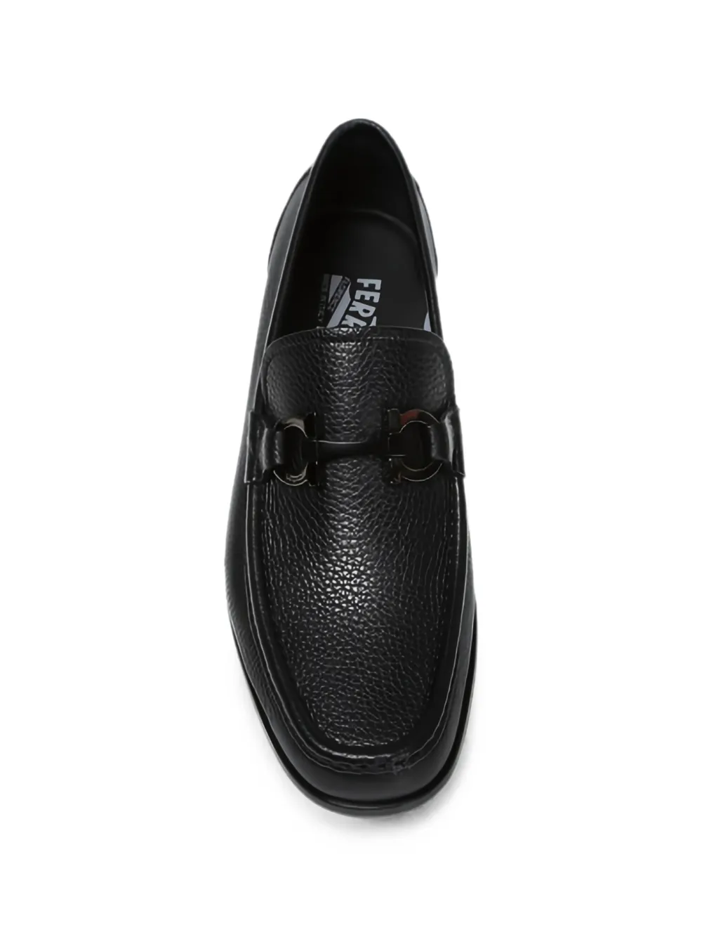 Ferragamo Gancini loafers van bewerkt leer Zwart