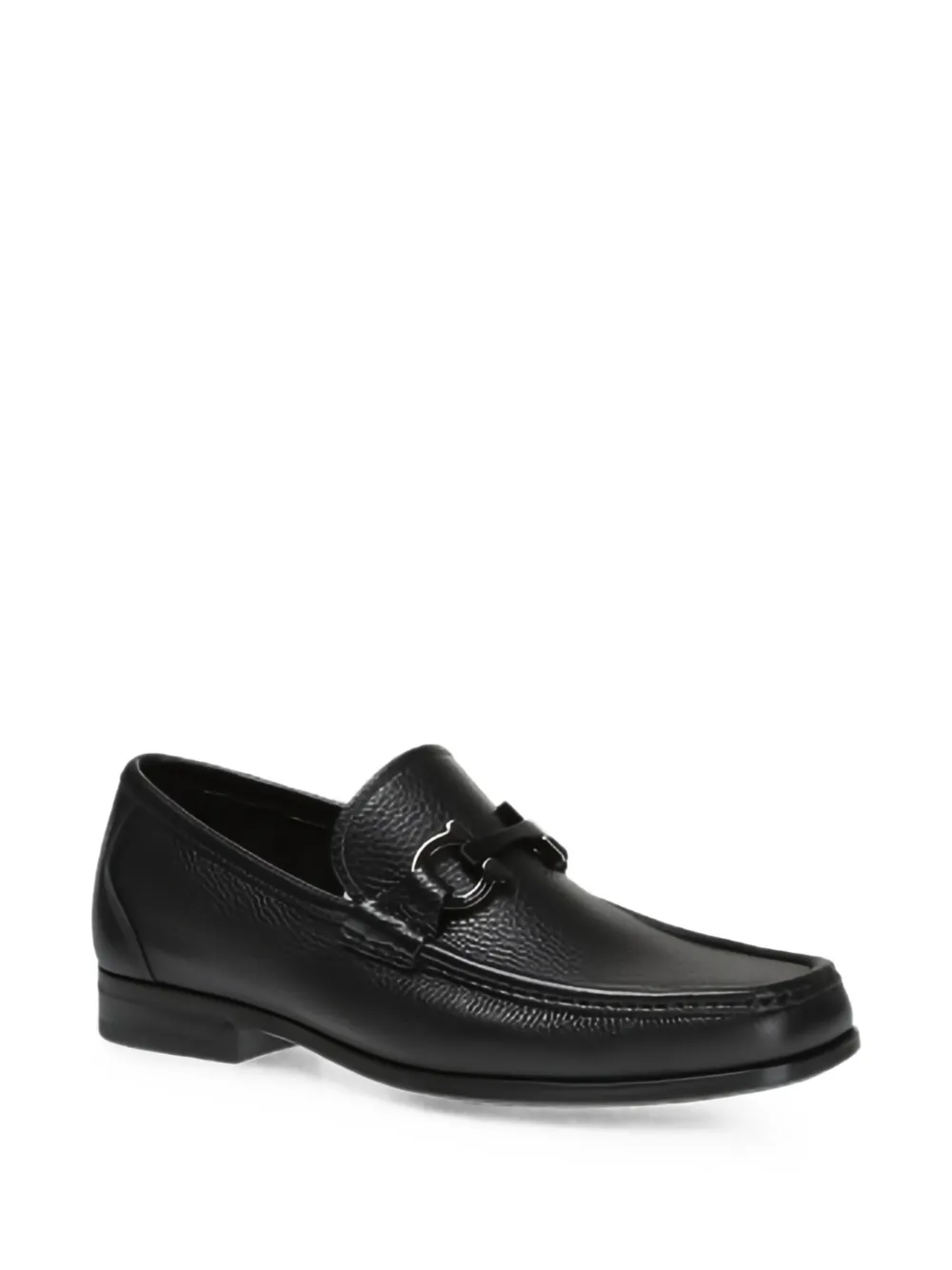 Ferragamo Gancini loafers van bewerkt leer Zwart