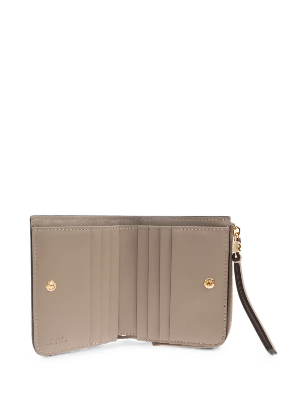 FENDI Baguette leren portemonnee met FF-reliëf Beige