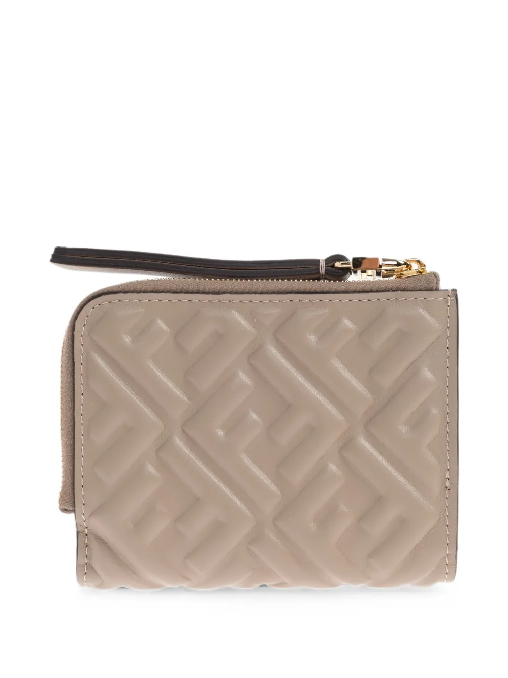 FENDI Baguette leren portemonnee met FF-reliëf Beige