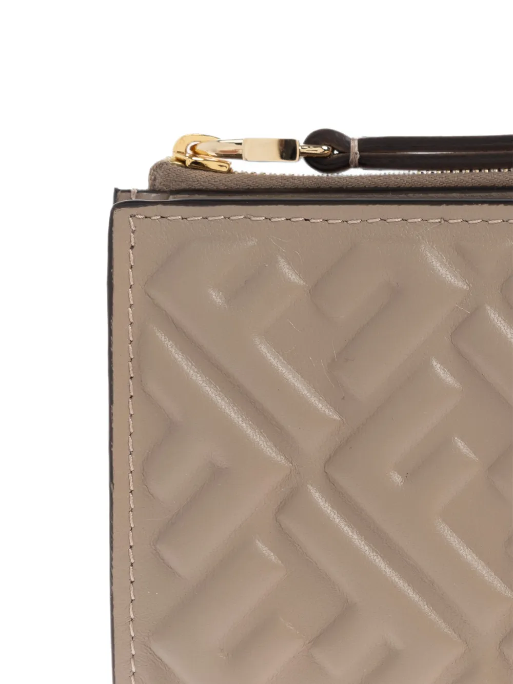 FENDI Baguette leren portemonnee met FF-reliëf Beige