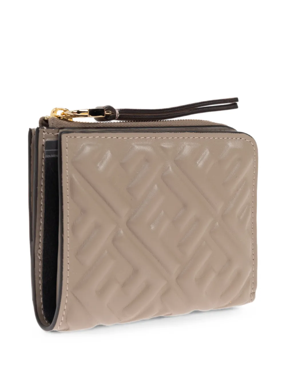 FENDI Baguette leren portemonnee met FF-reliëf Beige