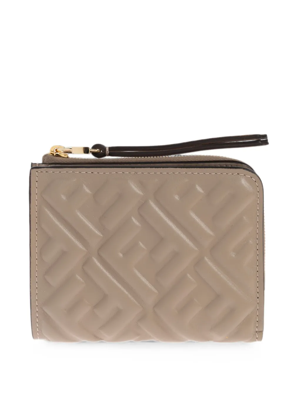 FENDI Baguette FF-embossed leather wallet - Nude