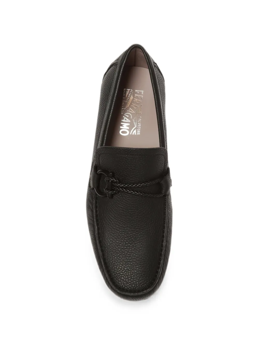 Ferragamo Gancini loafers van bewerkt leer Zwart