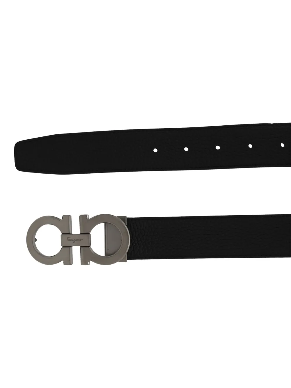 Ferragamo Omkeerbare leren gancini riem Zwart