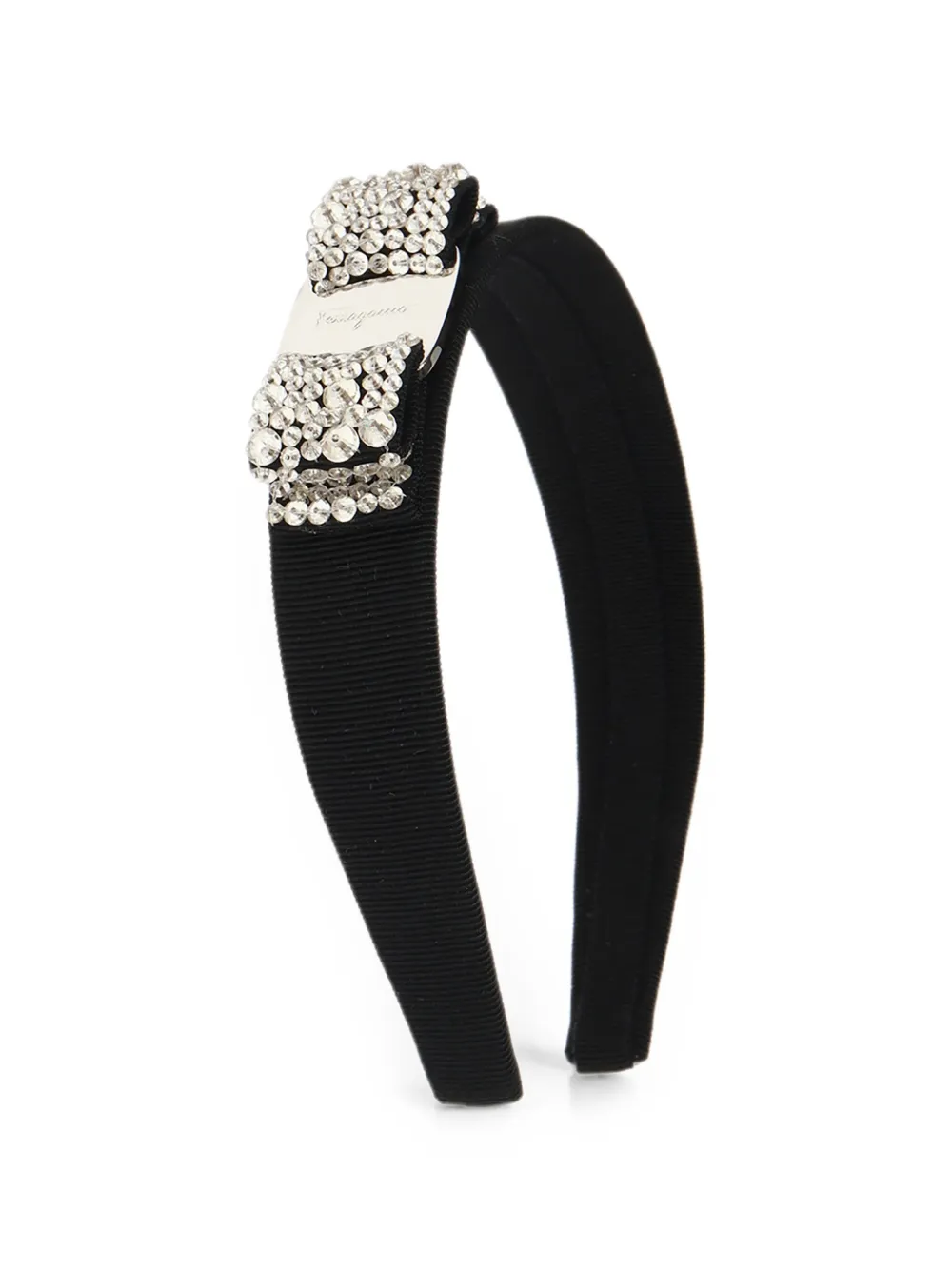 Ferragamo Cerchietto con fiocco Vara e cristalli - Nero