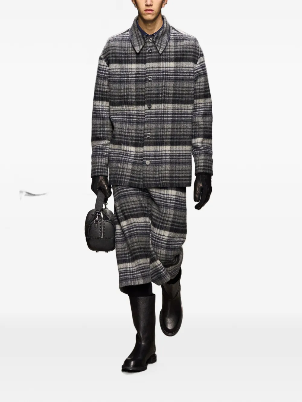  Fendi Check-pattern Jacket - Gris 
