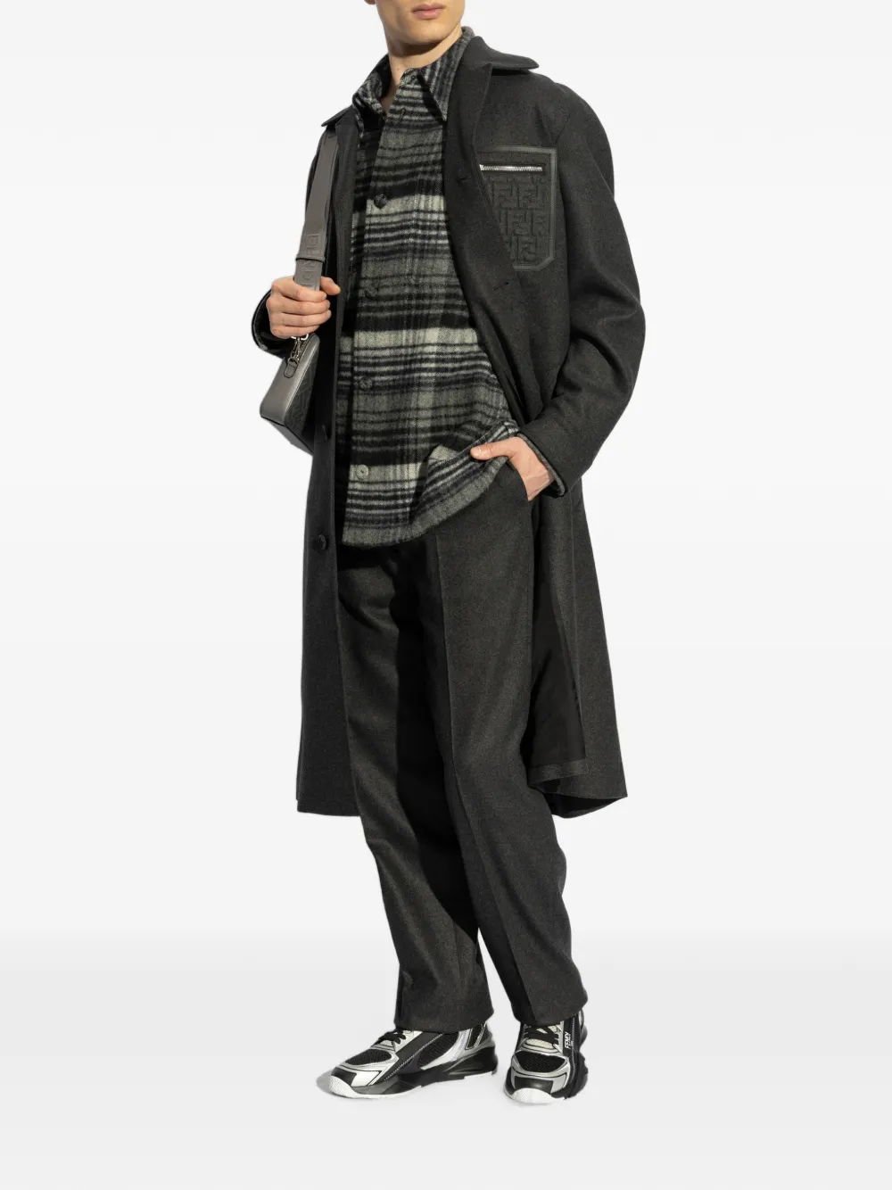  Fendi Check-pattern Jacket - Gris 