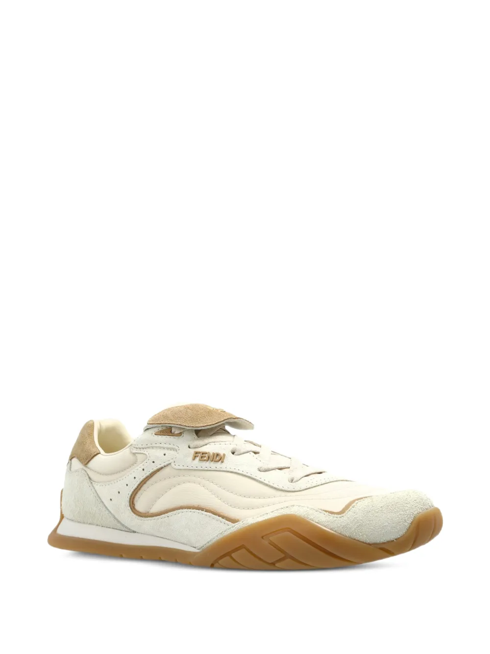FENDI Wave Pulse leren sneakers met vlakken Wit
