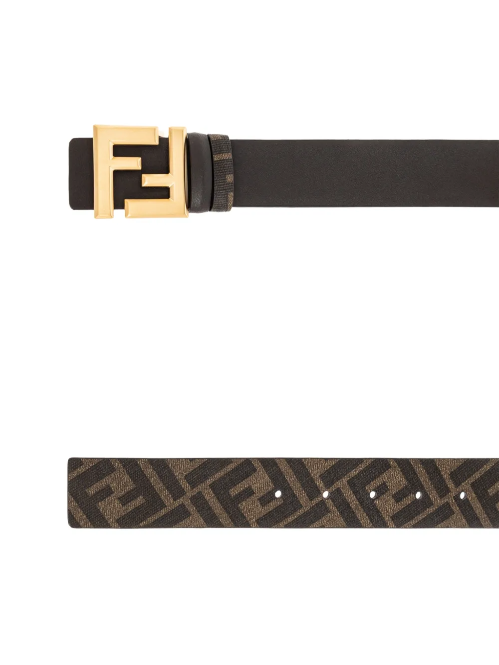 FENDI Omkeerbare leren riem met logo Bruin