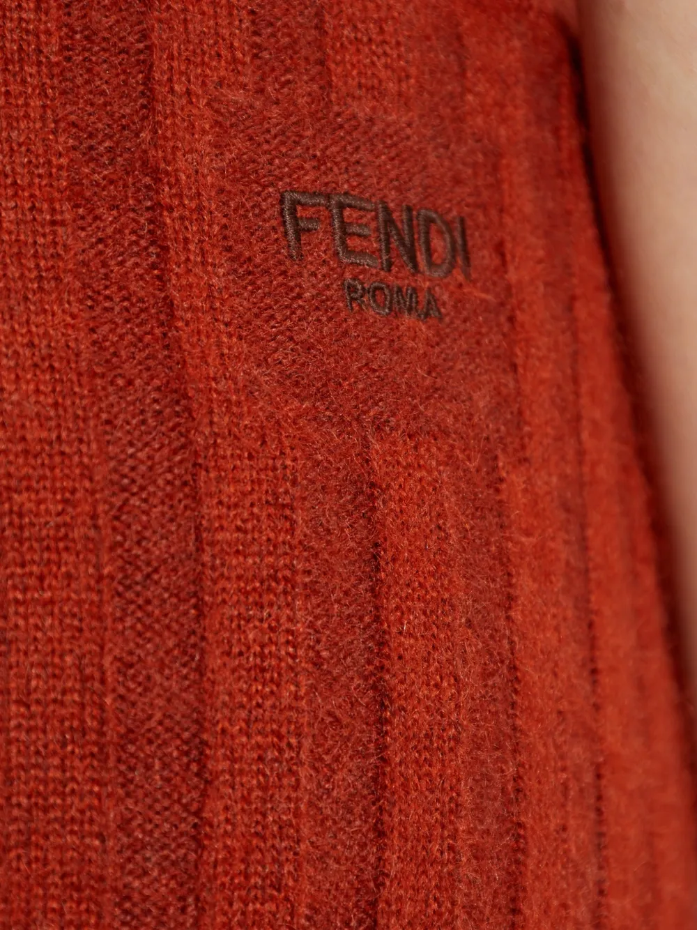 FENDI Ribgebreide gestreepte midi-rok Rood