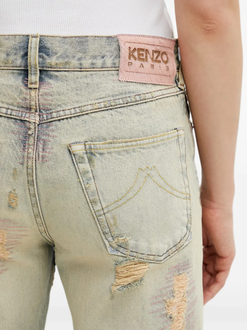 Kenzo Gerafelde straight jeans Blauw
