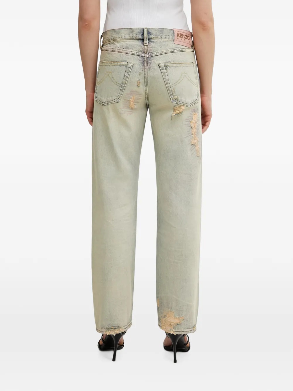 Kenzo Gerafelde straight jeans Blauw