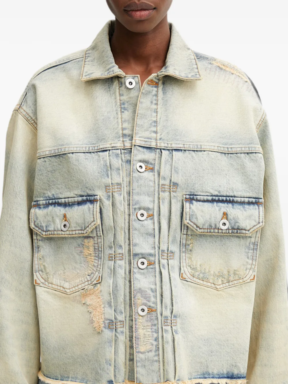 Kenzo Gerafeld denim jack met franje Blauw